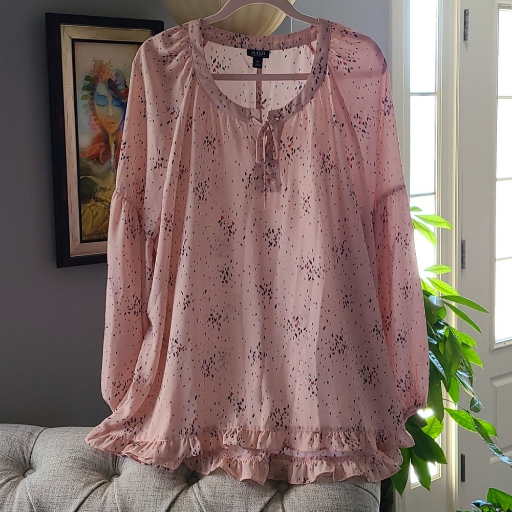 A.N.A. Peach Puff Long Sleeve Blouse